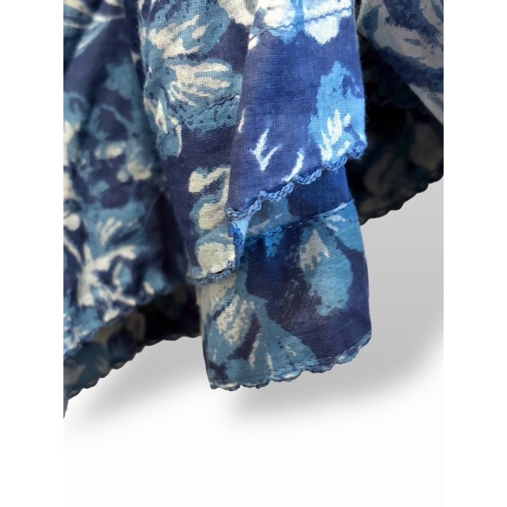 We The Free Blue Floral Peasant Top Medium Oversized Boho Button Front Stitching - Picture 10 of 16